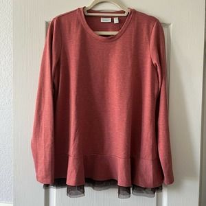 LOGO Lounge Lori Goldstein Casual Top Blouse Long Sleeve